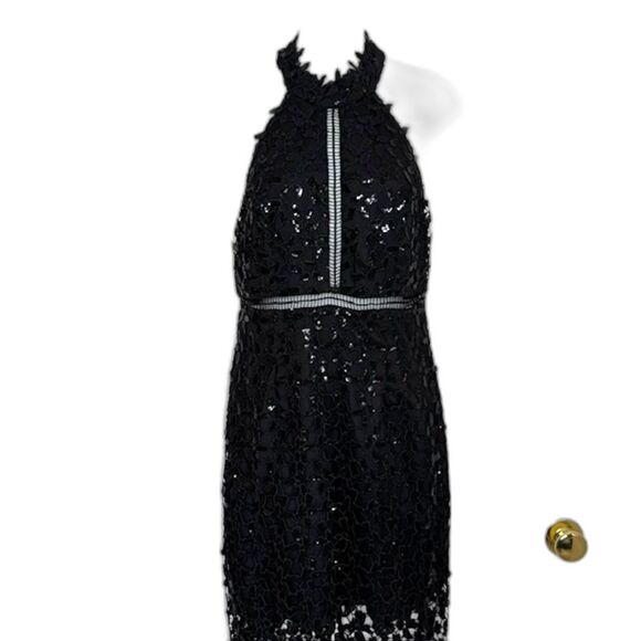 BARDOT BLACK LACE GEMMA HALTER COCKTAIL DRESS SIZE 6 SMALL - Picture 4 of 16